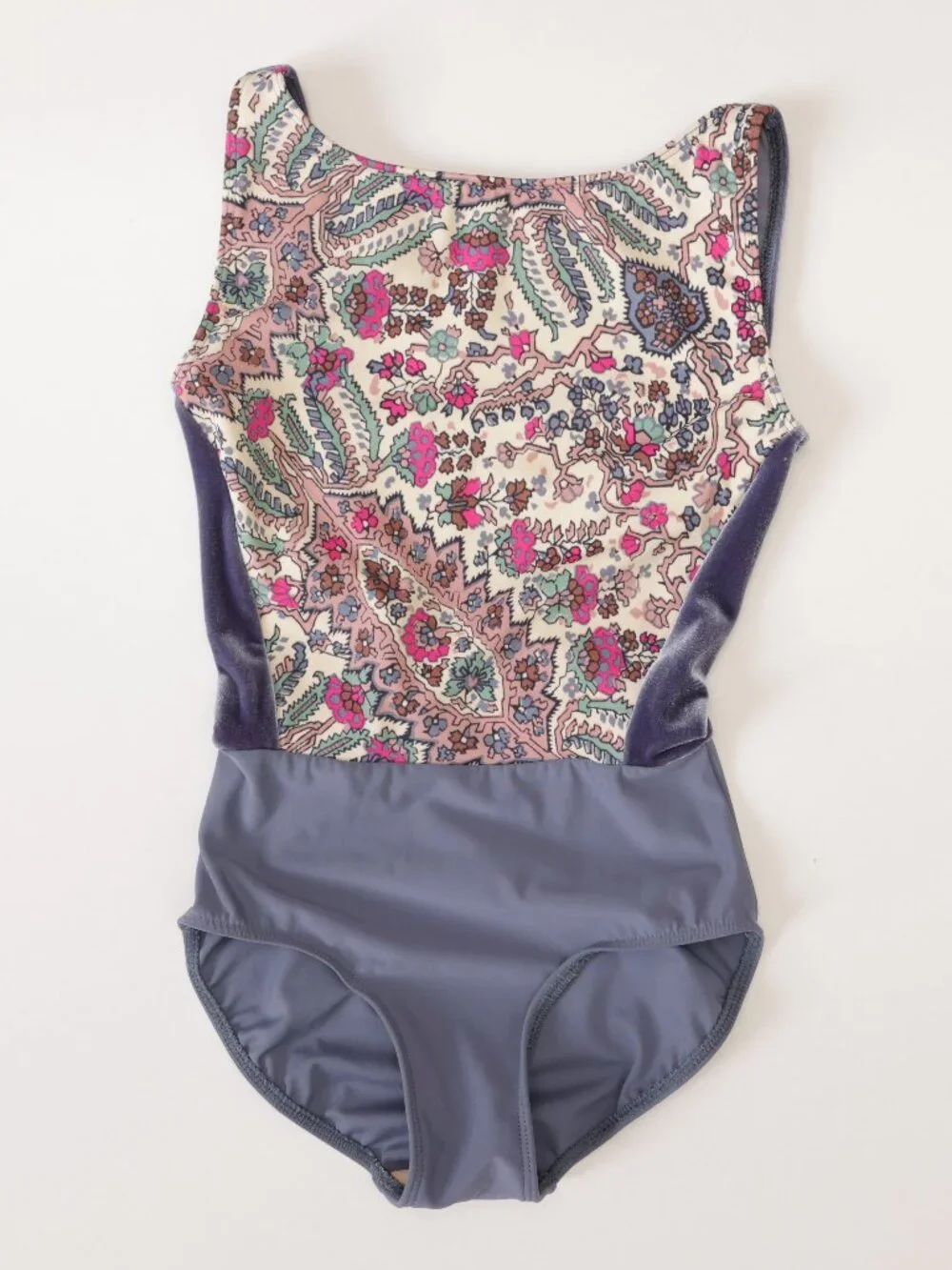 Elevé Leotard Purple/Blue Floral Child's Large VGUC